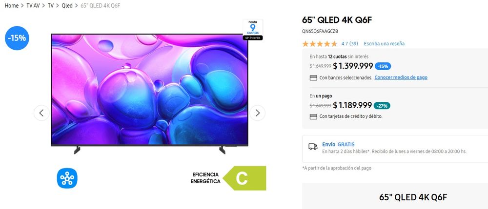 Precio de Smart TV en Samsung Argentina