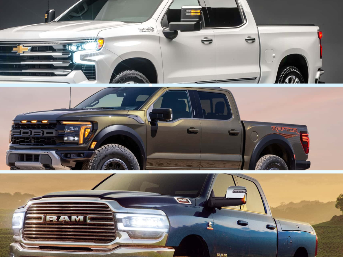 Pick-ups grandes a la venta en Argentina: Chevrolet Silverado, RAM 1500 y 2500 y Ford F-150.
