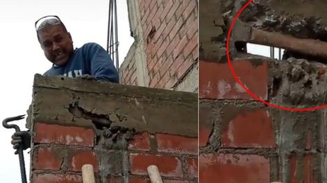 Dejó el martillo dentro de una pared. Foto: TikTok / erpanchoperez
