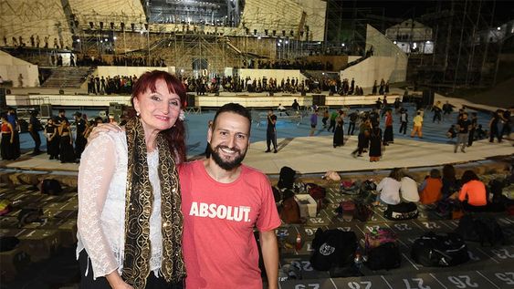 Vilma Rupolo y Federico Ortega, directores de Milagro del vino nuevo, de la fiesta de la Vendimia en el Teatro Griego Frank Romero DayFoto: José Gutierrez / Los Andes