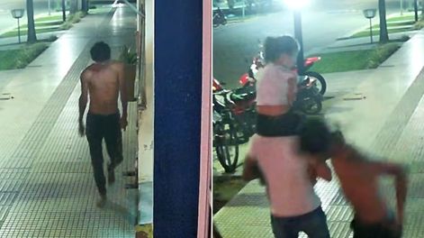 Un hombre golpeó de la nada a un padre que llevaba a su hija en brazos y quedó internado.