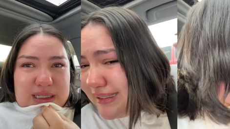 “Aquí estoy llorando, porque tuve el peor corte de cabello de mi vida”, le contaba a sus seguidores Rosa Gonzalez. Foto: captura / @rosaamazapan