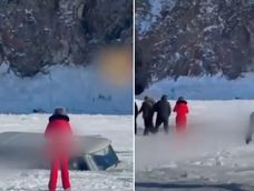 Ochos turistas murieron al hundirse tras cruzar el lago Bikal en un vehículo.&nbsp;