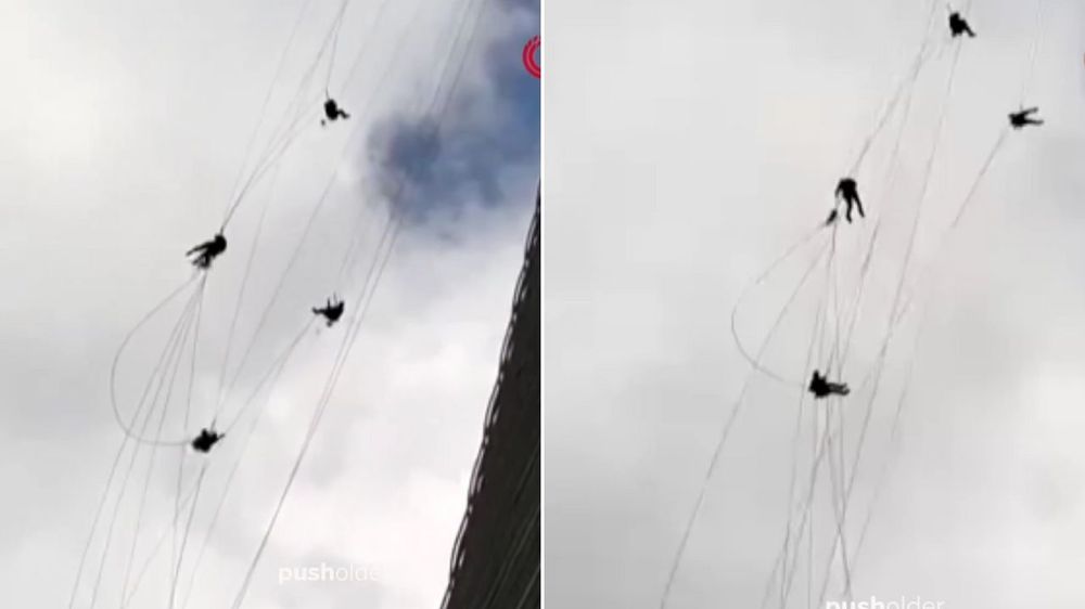 Terror en las alturas: una ráfaga de viento dejó suspendidos en el aire a limpiavidrios de un rascacielos.