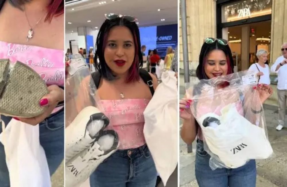 La joven argentina logró que le cambien su par de zapatillas que estaba destrozado.