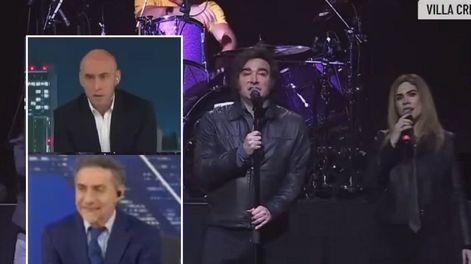 Esteban Trebucq y Luis Majul no podían creer el recital de Milei en el Movistar Arena