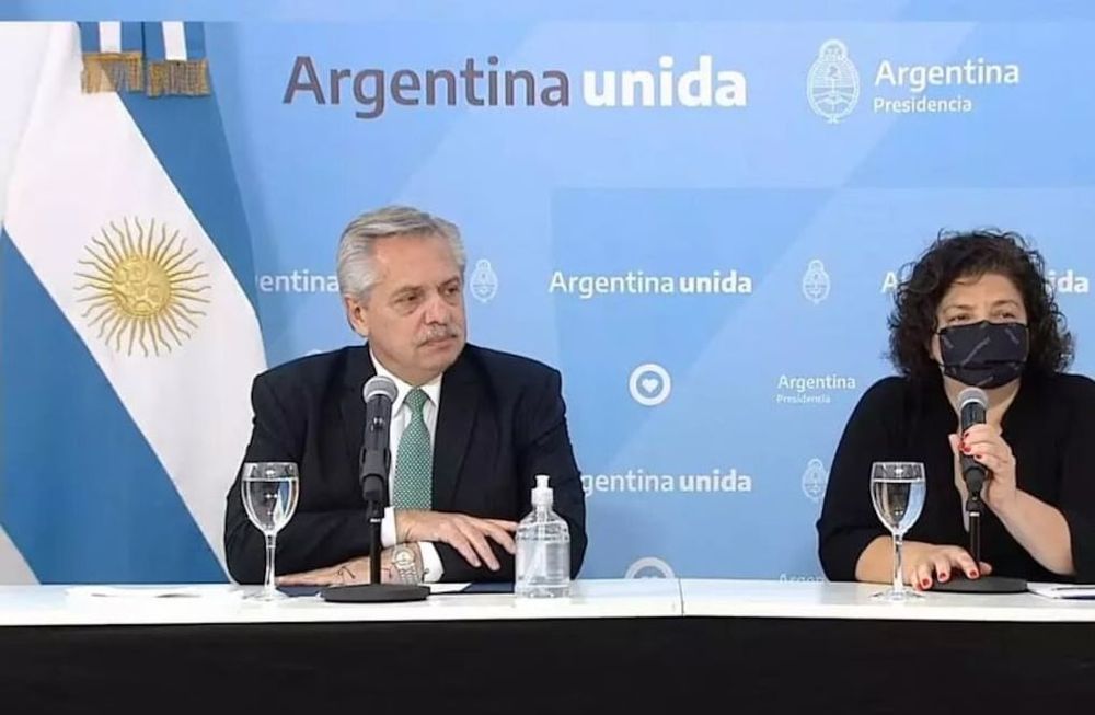 El presidente Alberto Fernández y la ministra de Salud, Carla Vizzotti, confirmaron la medida. Foto: Gentileza