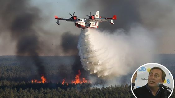 El diputado justicialista Martín Aveiro se metió en la polémica de los incendios forestales y pidió que Milei compre aviones hidrantes. Foto: IA Gemini