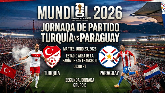 En el San Francisco Bay Area Stadium, Turquía y Paraguay se verán las caras este sábado a las 00.00, por la fecha 2 del Grupo D del Mundial 2026-&nbsp;