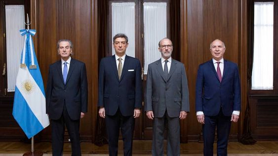 Miembros de la Corte Suprema. Orden de la foto, de izquierda a derecha: Juan Carlos Maqueda, Horacio Rosatti, Carlos Rosenkrantz y Ricardo Lorenzetti.