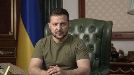 Volodimir Zelenski, presidente de Ucrania, en una captura de video de su intervención en el foro de Berlín en 2022.