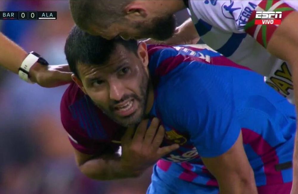 La imagen del Kun que preocupó a todos (Captura de TV)