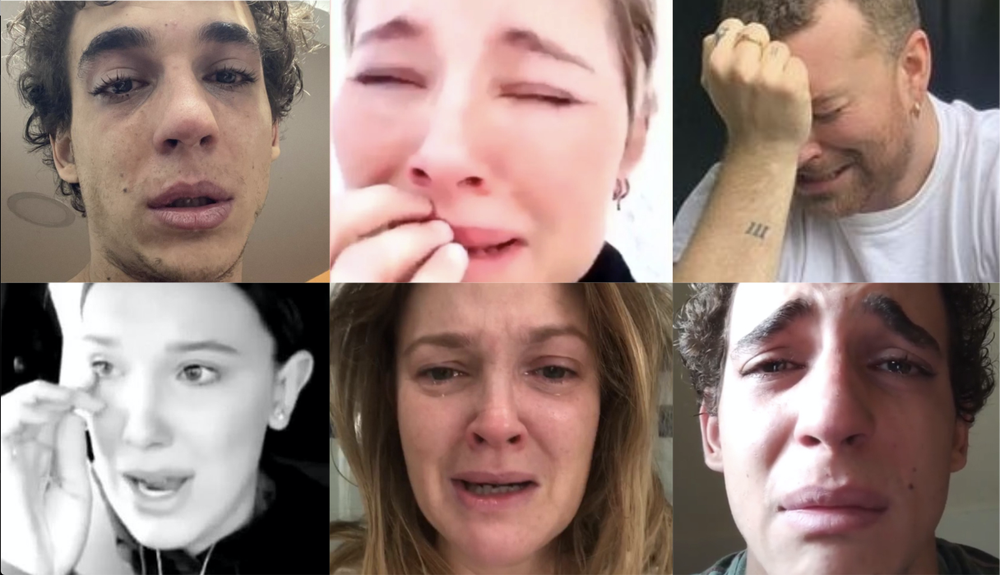 Algunos famosos como Miguel Herrán, Sam Smith, Millie Bobby Brown o Drew Barrymore también se han grabado llorando en sus cuentas de redes sociales.