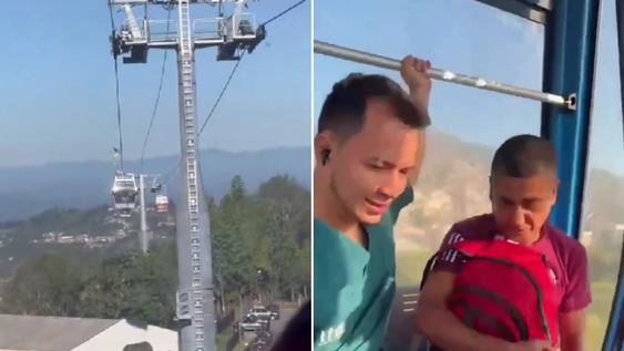 Impactante video: pasajeros aterrados quedaron atrapados en un teleférico durante el terremoto en Colombia
