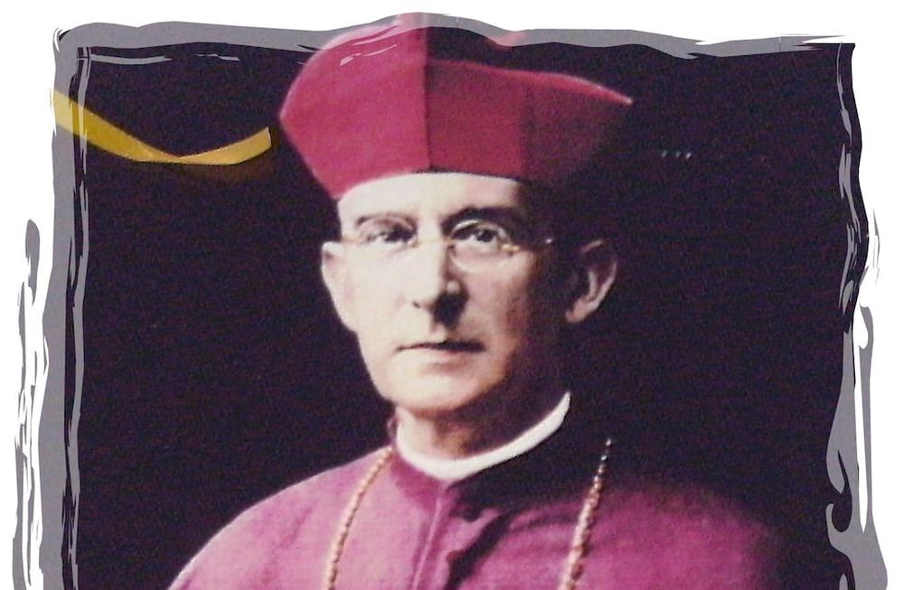 Monseñor José Aníbal Verdaguer Corominas, primer obispo de Mendoza. Durante su obispado bendijo la entrada del Arco Desaguadero y también introdujo la bendición de los frutos en los actos vendimiales. / Gentileza
