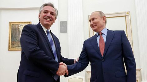 El presidente Alberto Fernández en su encuentro bilateral con su par de la Federación Rusa, Vladimir Putin. (Télam)