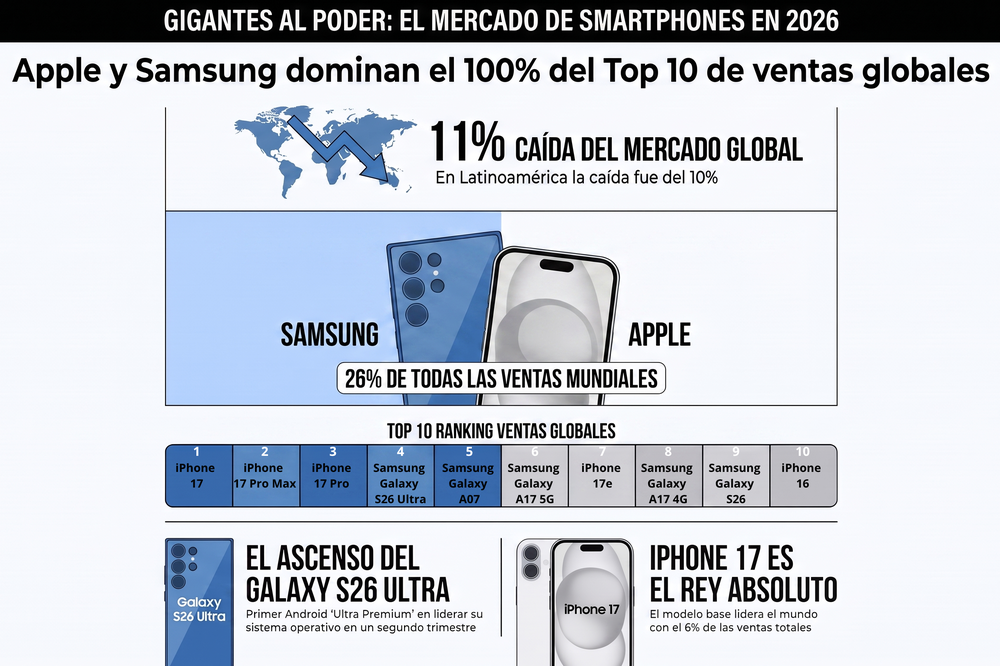 Apple y Samsung ocuparon el top 10 de los celulares más vendidas, según Counterpoint Research.