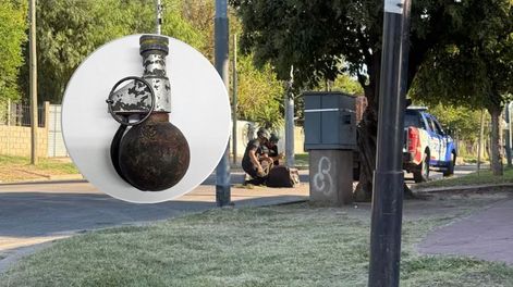 La policía realizó un operativo policial, arrestaron a dos sospechosos y les arrojaron una granada