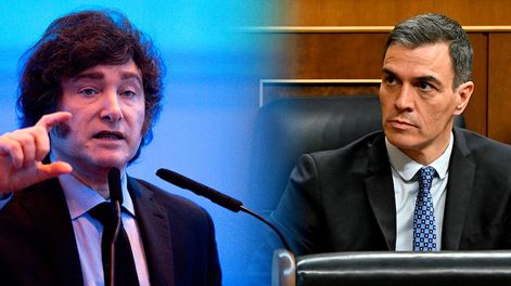 Javier Milei y Pedro Sánchez, presidentes de Argentina y España, respectivamente.