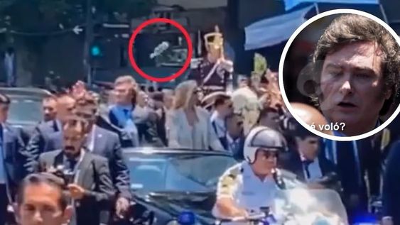La reacción al detalle de Milei cuando le voló cerca la botella de vidrio