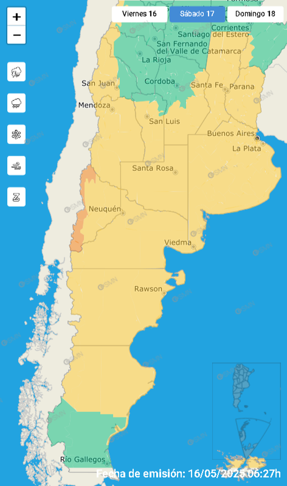 Alerta amarilla por viento Zonda en Mendoza para el sábado 17 de mayo. 