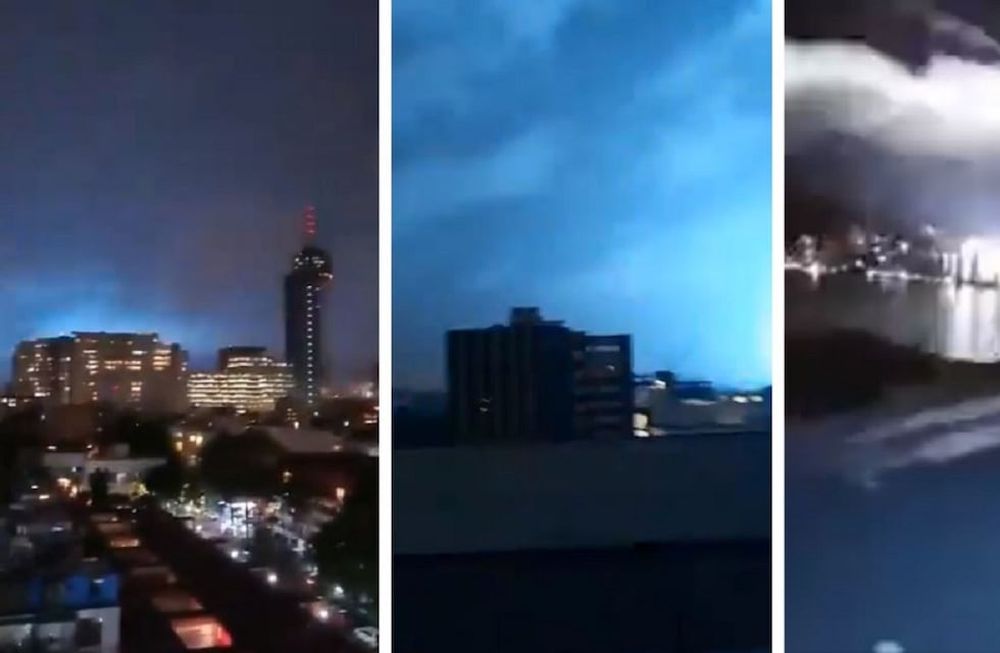Luces en el cielo de México en medio del terremoto (Captura de video)
