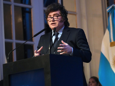 &nbsp;El presidente Javier Milei, durante el cierre del Council de las Américas 2026.