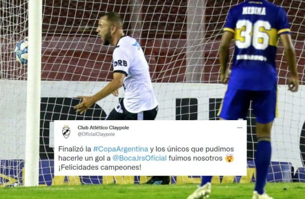 Fantástica la ocurrencia del CM de Claypole tras la consagración de Boca. / Gentileza.