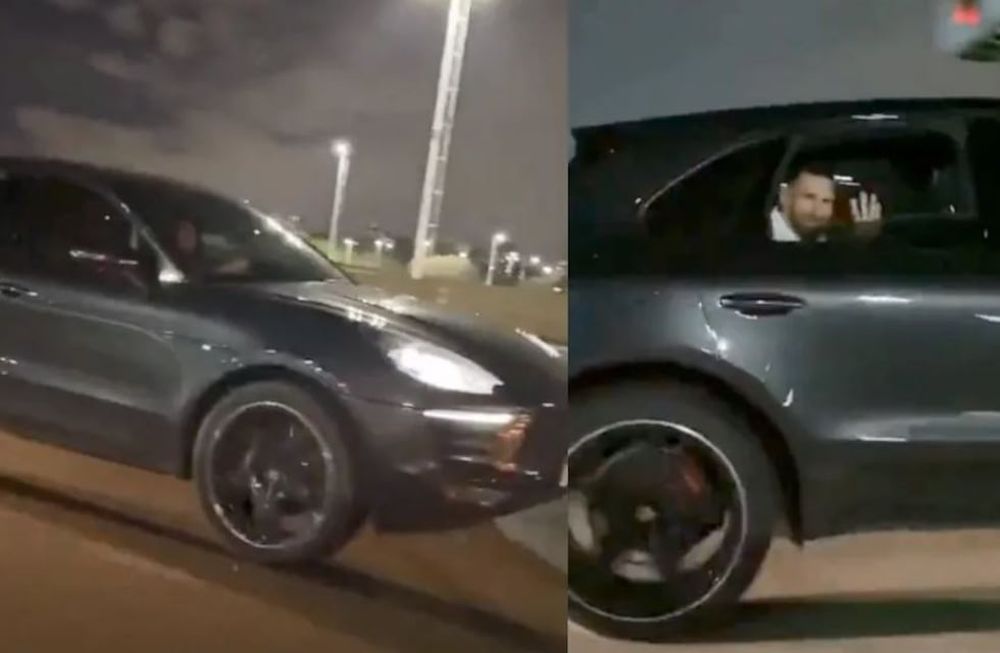 Lionel Messi saludó a una familia en plena ruta. / web