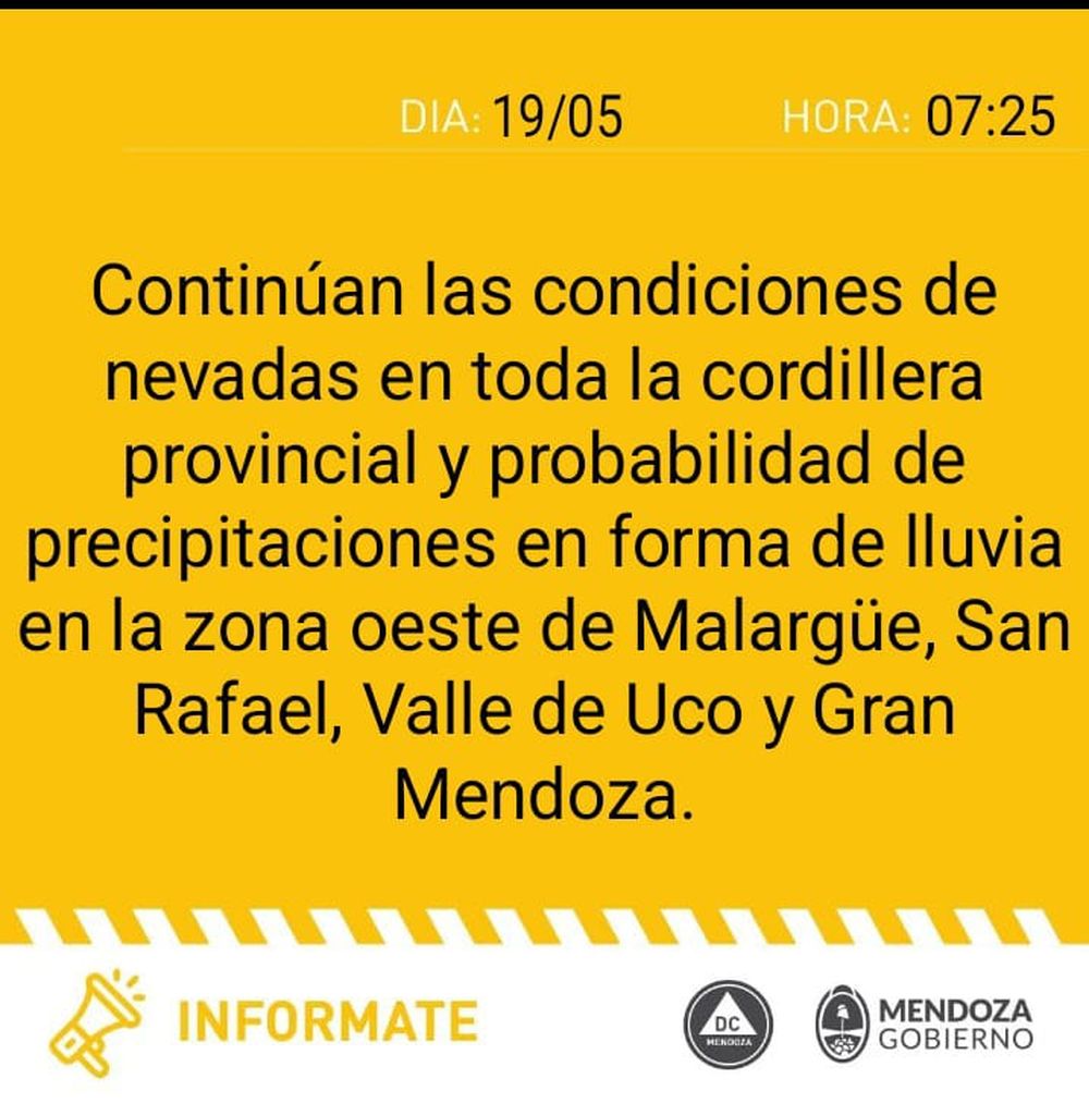 Alerta por nieve y lluvia
