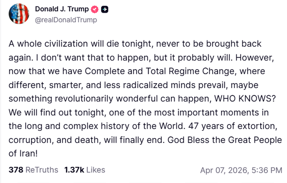El mensaje de Donald Trump a horas que se cumpla el plazo de su ultimátum. 