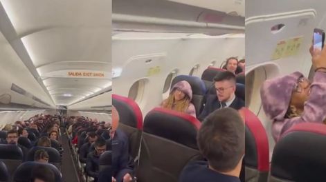 La reacción de los pasajeros al enterarse de que una campeona olímpica estaba a bordo del avión.
