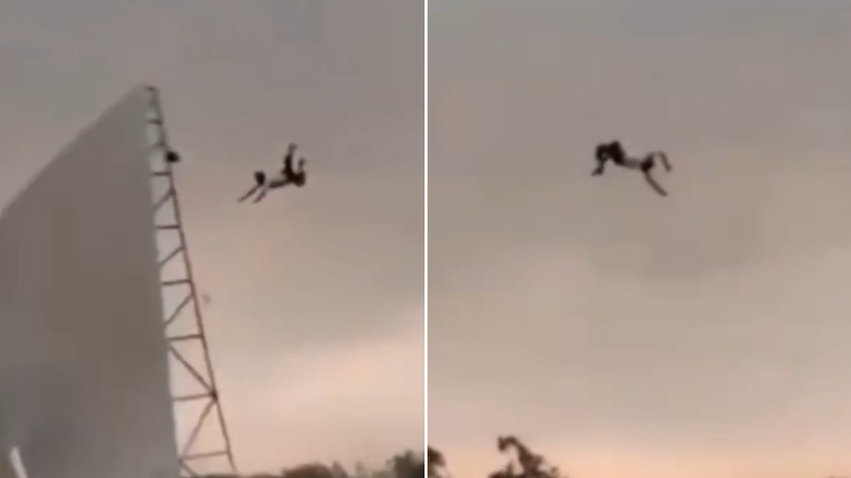 Impactante video: un hombre fue lanzado a 15 metros de altura durante un fuerte temporal en India