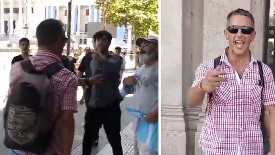 Así increparon al militante K después de que le tirara una botella de vidrio a Milei