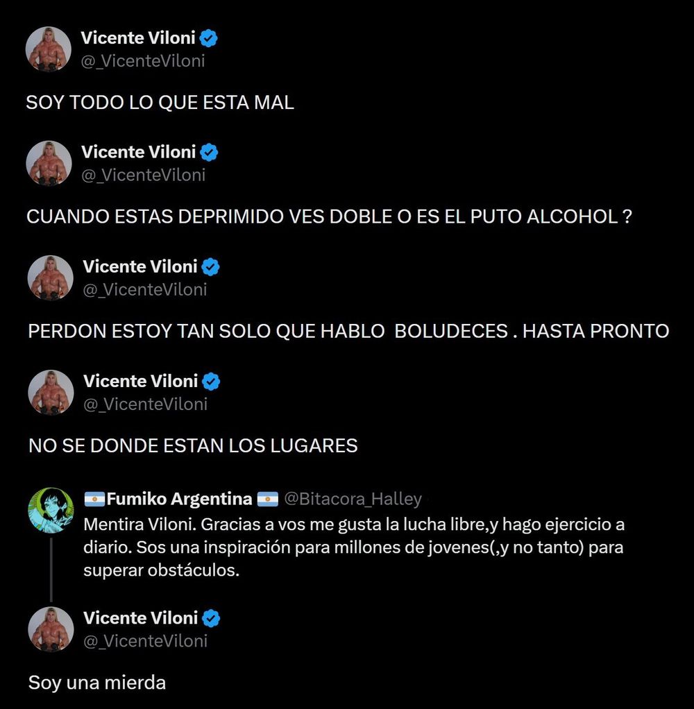 Publicaciones de Vicente Viloni que alertaron a sus seguidores.