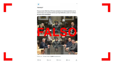 Es falso que la figura de Milei en estas fotos de reuniones de gobierno sea la misma