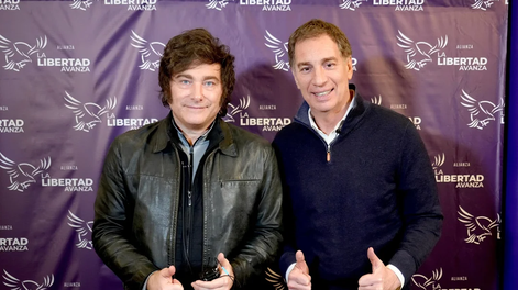 Javier Milei junto a Diego Santilli  