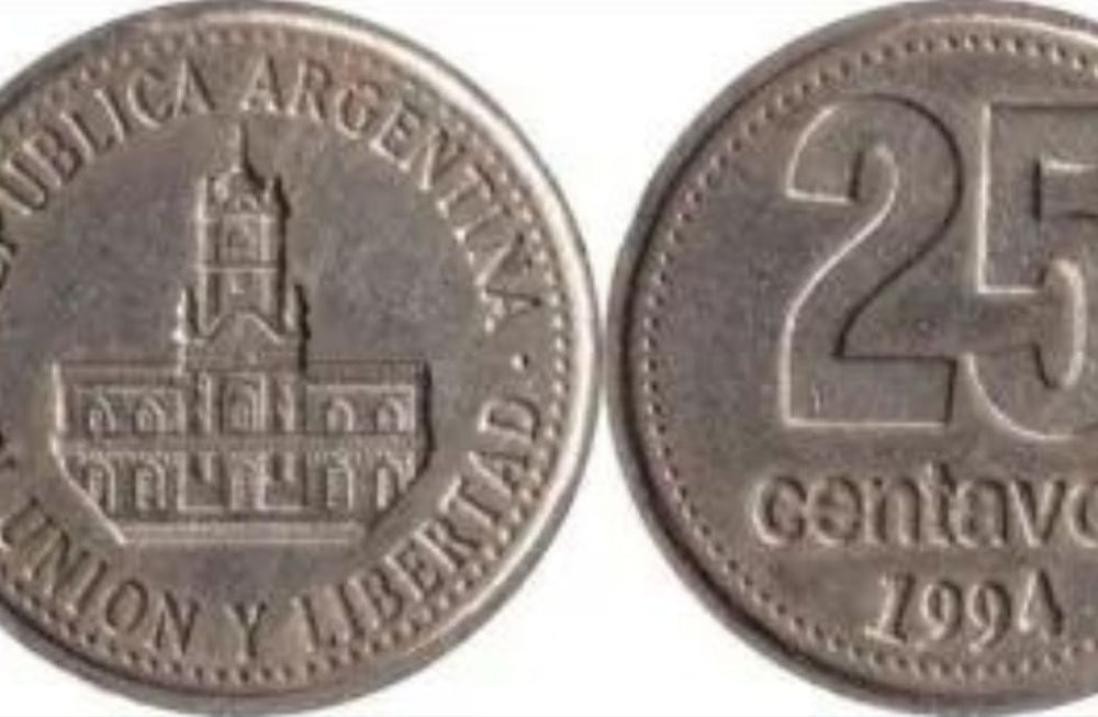 La moneda de 25 centavos que se vende a más de $10.000. Foto: web.