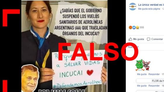 Es falso que el Gobierno suspendió vuelos de Aerolíneas que trasladan órganos del Incucai Es falso que el Gobierno suspendió vuelos de Aerolíneas que trasladan órganos del Incucai