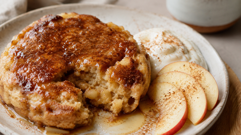 pan de manzana y canela hecho en sarten en 5 minutos, ideal para el cafe con leche de la manana