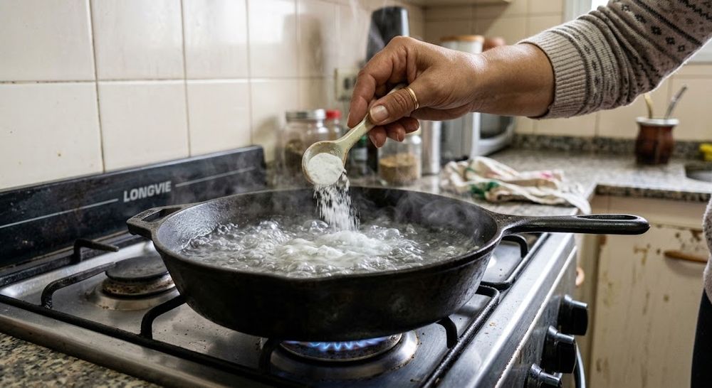 agua bicarbonato sodio sartén
