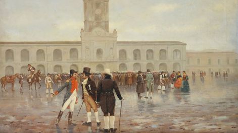 Obra pictórica La Revolución de Mayo, por Francisco Fortuny (1865-1942).