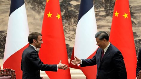 Imagen de archivo del día 06/04/2023 durante el encuentro entre el presidente de Francia, Emmanuel Macron, y su homólogo chino, Xi Jinping, en Pekín.