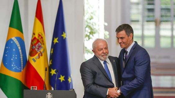 Lula Da Silva y Pedro Sánchez, presidente de Brasil y presidente del Gobierno de España, respectivamente, durante el encuentro que tuvieron esta semana.