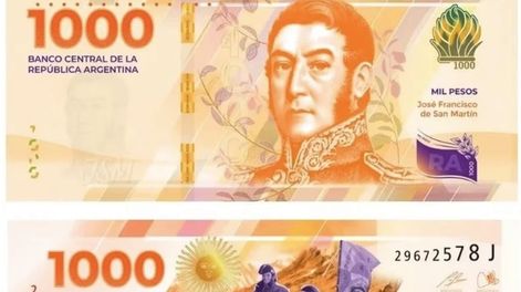 Así será el nuevo billete de $1.000 con el rostro de San Martín. Foto: Infobae