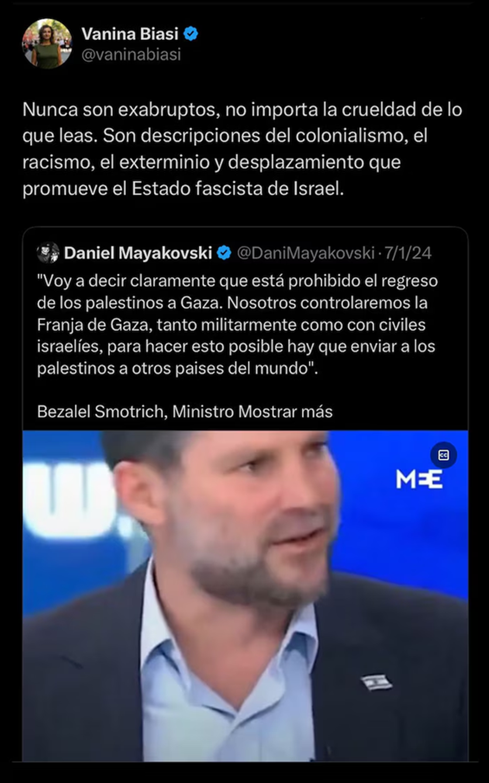 Vanina Biasi fue señalada por incitación a la discriminación por expresiones en X.