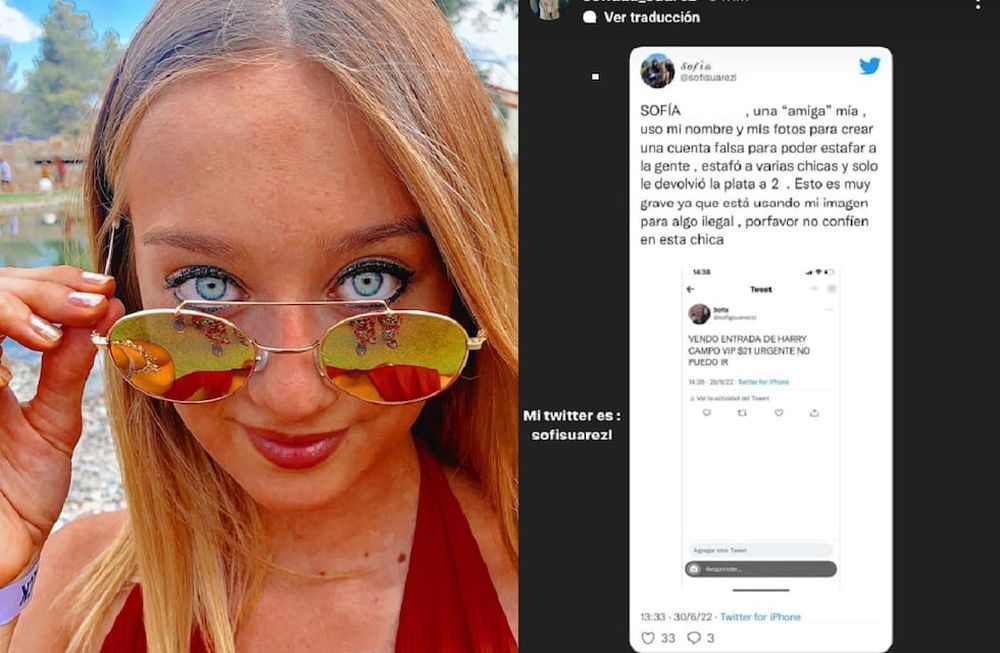 Sofía Suárez, hija del gobernador mendocino Rodolfo Suárez, denunció que una amiga le robó la identidad en redes sociales para estafar gente (Instagram)