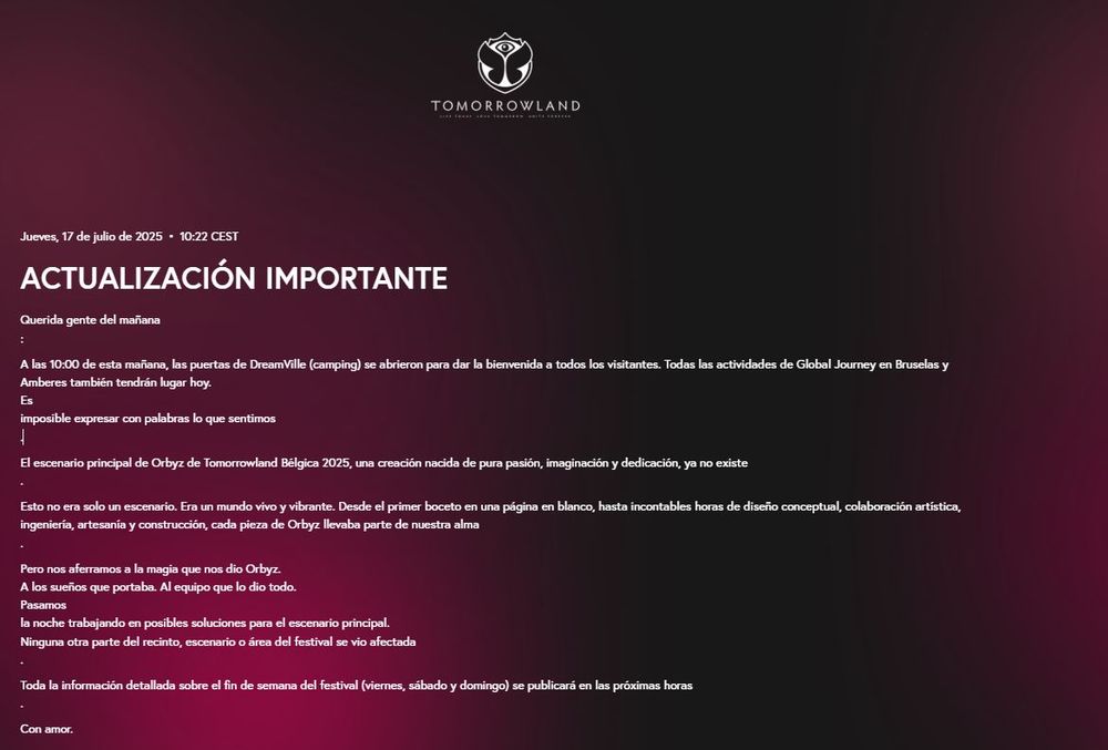 El anuncio oficial de Tomorrowland El anuncio oficial de Tomorrowland