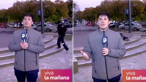 Blooper: se resbaló en plena transmisión en vivo.