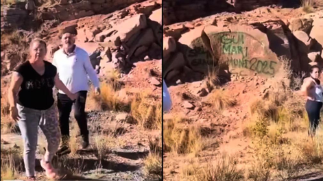 Multa y trabajo comunitario a los turistas que pintaron piedras en Potrerillos.
